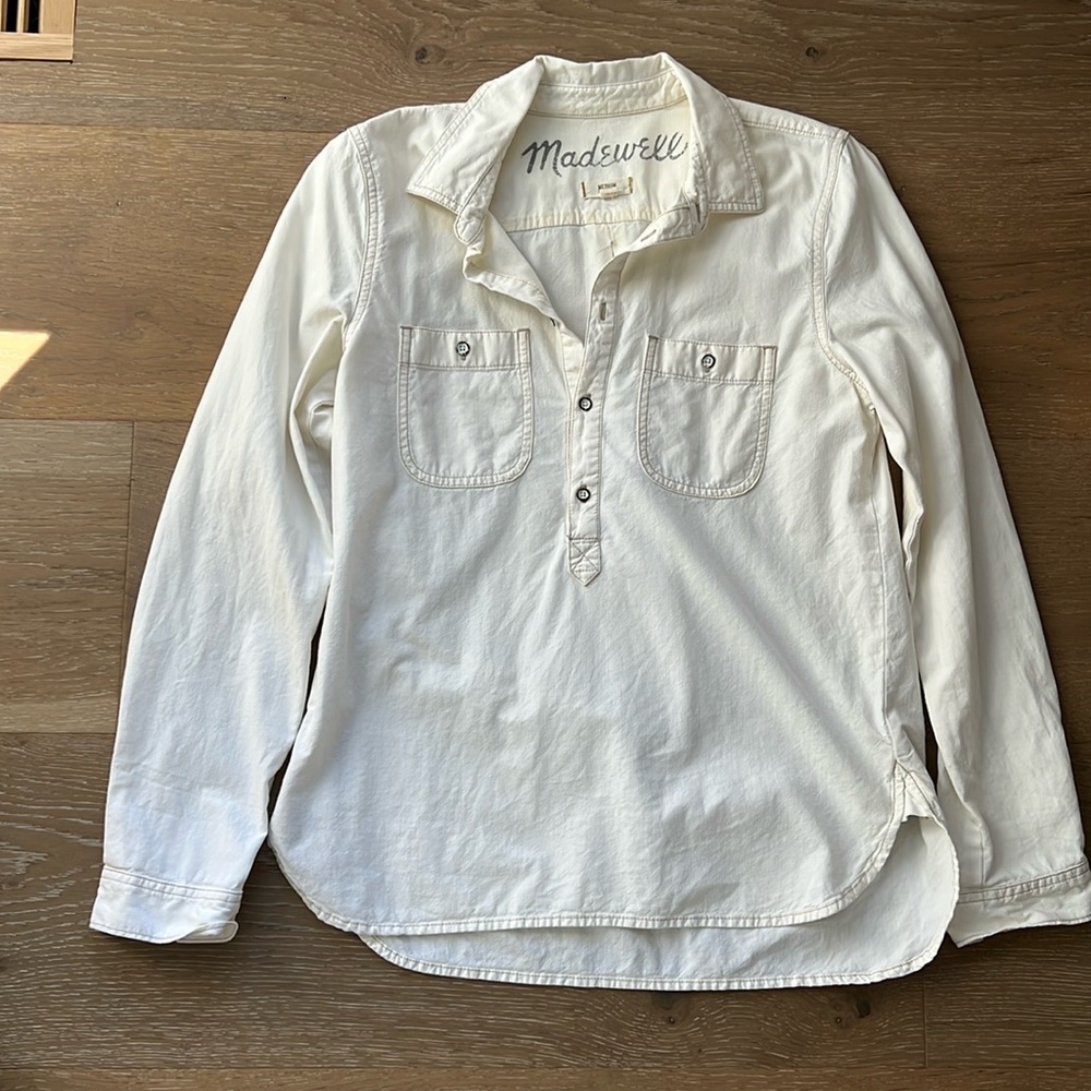 Madewell long sleeve cream shirt